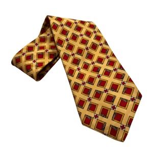 Robert Talbott for Bocock-Stroud Co Silk Tie Yellow Red Geometric Buckle USA